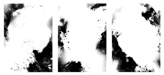Set of 3 dust overlay distress halftone texture effects. Place over any image to create a distressed effect © MCGORIE