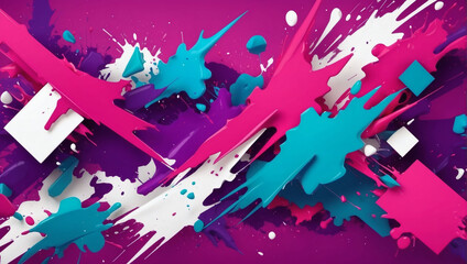 Vibrant geometric paint splash background illustration in magenta hues.