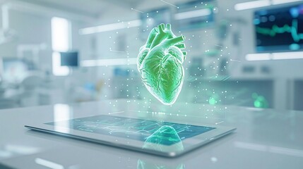 AI Technology for Smart Heart Monitoring. Future Healthcare with 3D Hologram
