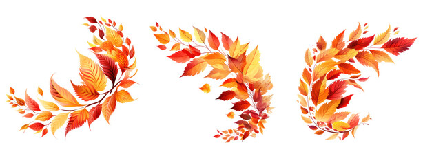 Autumn Falling Leaves element on white background
