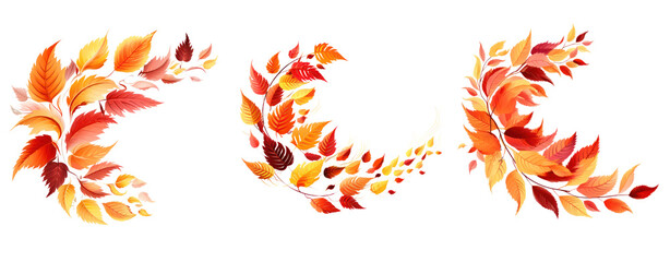 Autumn Falling Leaves element on white background