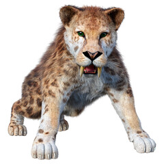 Obraz premium 3D Rendering Saber Toothed Tiger on White