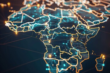 Mapping Connectivity: Africa's Digital Network Hub,Virtual Connections: Africa's Digital Network Topography - obrazy, fototapety, plakaty