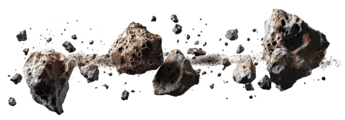 Flying asteroids cut out