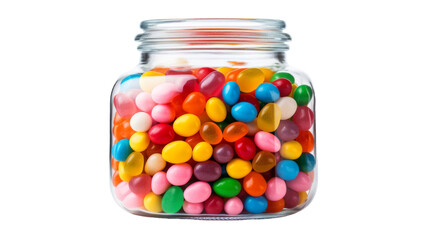 A glass jar overflowing with a colorful assortment of delectable candies
