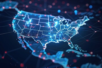 Global Connectivity: Digital Map of America,Interconnected Americas: Digital Network Map