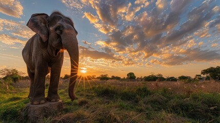 Fototapeta premium The elephant, revered as a symbol of strength and grace, holds a special place in Thai culture and history