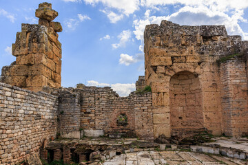 The resilient structures of Hadrian's Bath ruins stand against time in Afrodisias, with crumbling...