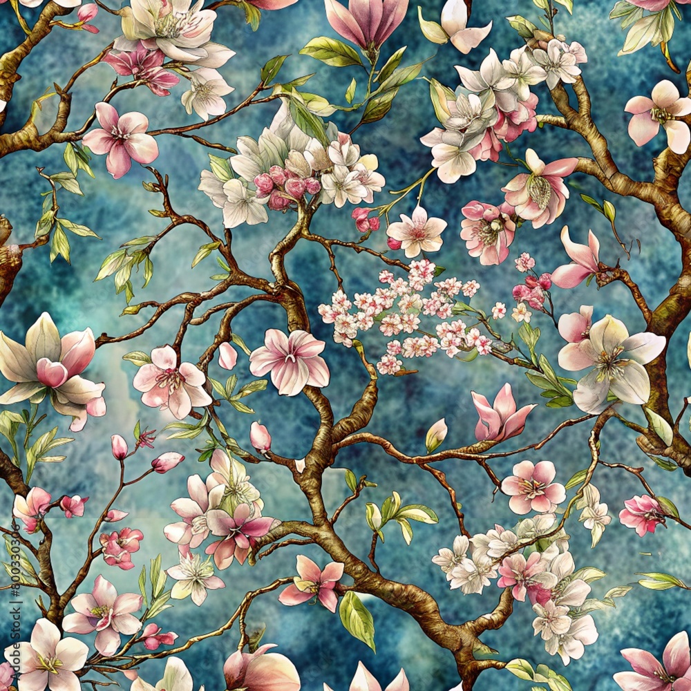 Wall mural seamless floral pattern,