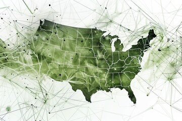 Global Connectivity: Digital Map of America,Interconnected Americas: Digital Network Map - obrazy, fototapety, plakaty