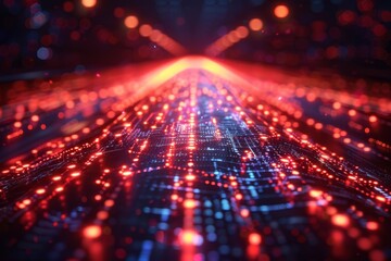 Futuristic style background with neon glowing lines and geometric shapes symbolizing 5g data transmission, cutting-edge technology