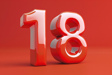 Number 18 in 3d style - obrazy, fototapety, plakaty