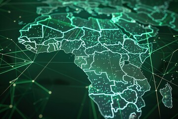 Obraz premium Mapping Connectivity: Africa's Digital Network Hub,Virtual Connections: Africa's Digital Network Topography