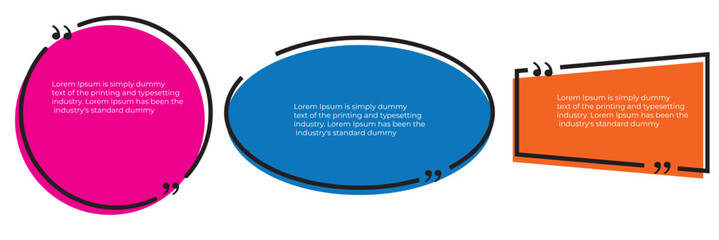 Quote frames blank templates set. Text in brackets, citation empty speech bubbles, quote bubbles. Textbox isolated on color background. Vector