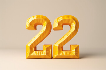 Number 22 in 3d style - obrazy, fototapety, plakaty