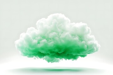 Abstract green and white color curly cloud isolated on white background. Textured gradient 3D illustration, natural