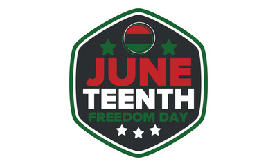 Juneteenth Independence Day. Freedom or Emancipation day. Annual american holiday, celebrated in June 19. African-American history and heritage. Poster, greeting card, banner and background. Vector