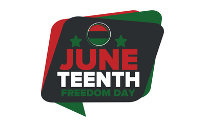 Juneteenth Independence Day. Freedom or Emancipation day. Annual american holiday, celebrated in June 19. African-American history and heritage. Poster, greeting card, banner and background. Vector