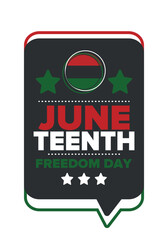 Juneteenth Independence Day. Freedom or Emancipation day. Annual american holiday, celebrated in June 19. African-American history and heritage. Poster, greeting card, banner and background. Vector