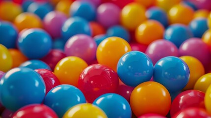 A fun ball pool with multicolored plastic spheres. generative ai