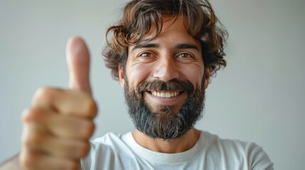 Man With Beard Giving Thumbs Up