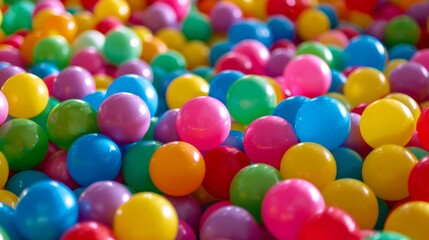 A fun ball pool with multicolored plastic spheres. generative ai