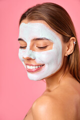 Cosmetology, beauty and spa treatment. Woman in lingerie on pink background.