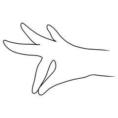 Continuous one line drawing of hand picking gesture. Doodle vector illustration