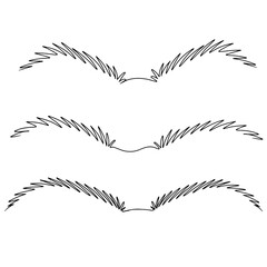Continuous one line drawing of collection eyebrow. Doodle vector illustration