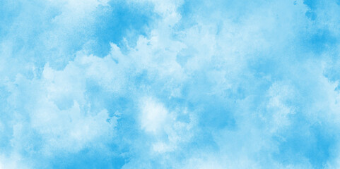 The summer heaven is colorful clearing day Good weather and beautiful nature in the morning, Blue sky with white cloud.  Creative light sky blue shades aquarelle background.