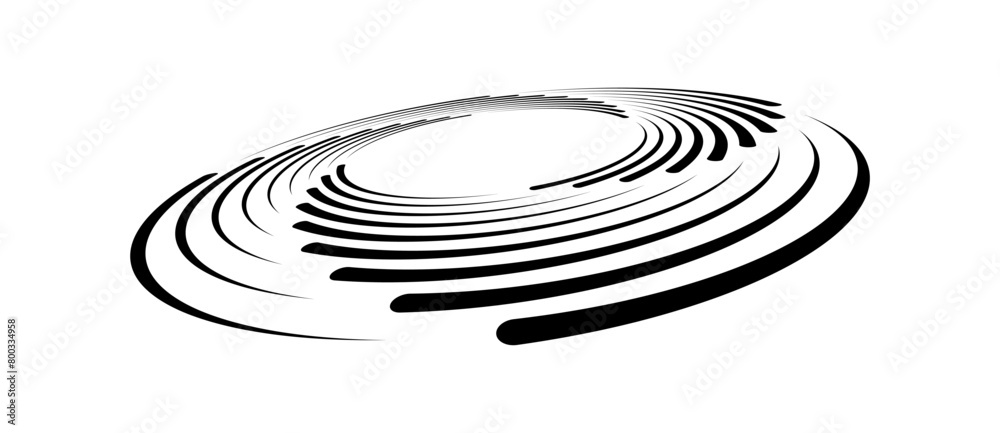 Poster Spiral with black lines as dynamic abstract vector background or logo or icon. Abstract background with lines in circle. Artistic illustration with perspective on white background.