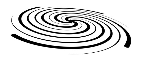 Spiral with black lines as dynamic abstract vector background or logo or icon. Abstract background with lines in circle. Artistic illustration with perspective on white background.