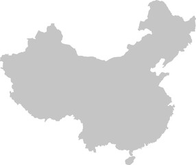 China map silhouette in grey scale vector illustration