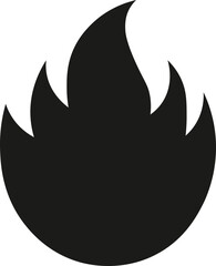 Bold black fire icon with sharp edges