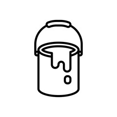 paint bucket line icon, isolated background