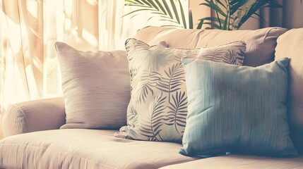 sofa and pillows on a sofa