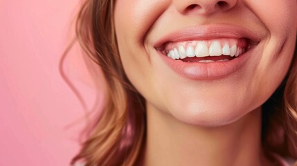 Fototapeta premium Woman showing her smile, oral health concept generative ai