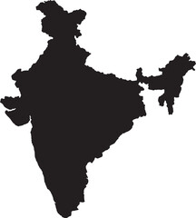 India country map black silhouette vector graphic