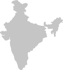 India map silhouette in grey scale vector illustration