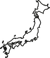 Outline sketch of Japan map vector art