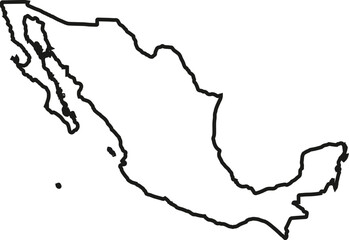 Outline sketch of Mexico map vector art