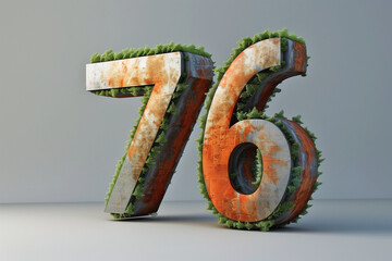 Number 76 in 3d style - obrazy, fototapety, plakaty