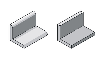 Two Angled Metal Profiles. Constructions with Bent L-shape and Reflective Surface. Steel Or Aluminum Items