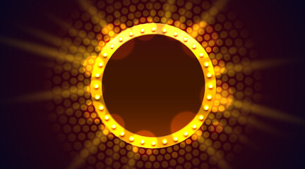 Light frame label, event bar casino, show signboard. Vector illustration