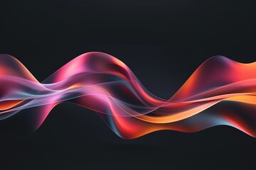 Fluid Curve Abstract: 3D Line Poster on Black Background with Soft Colors, Gradient Backdrop - High Resolution Commercial Illustration