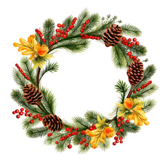 Fototapeta na wymiar Christmas frame wreath ring
