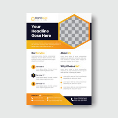 Corporate business flyer template design or Brochure design with yellow, flyer in A4 with colorful business proposal, cover page, advertise, promotion and abstract vector template design
