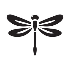 Dragonfly silhouette in white background