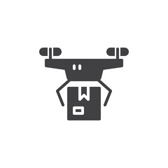 Delivery drone with parcel box vector icon