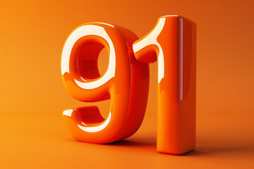 Number 91 in 3d style - obrazy, fototapety, plakaty